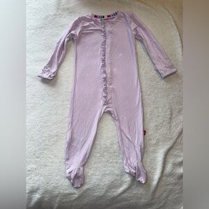 Magnetic Me lavender footie, size 3-6 mos